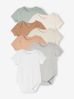 Set van 7 rompertjes met korte mouwen en Amerikaans armsgaten baby BASICS  - vertbaudet enfant
