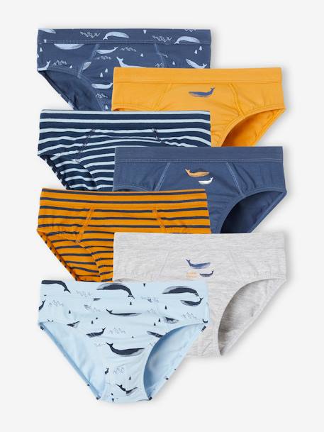 Garçon-Lot de 7 slips stretch baleines garçon en coton bio