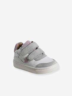 Schoenen-Baby schoenen 17-26-Loopt meisje 19-26-Leren witte babysneakers met klittenband