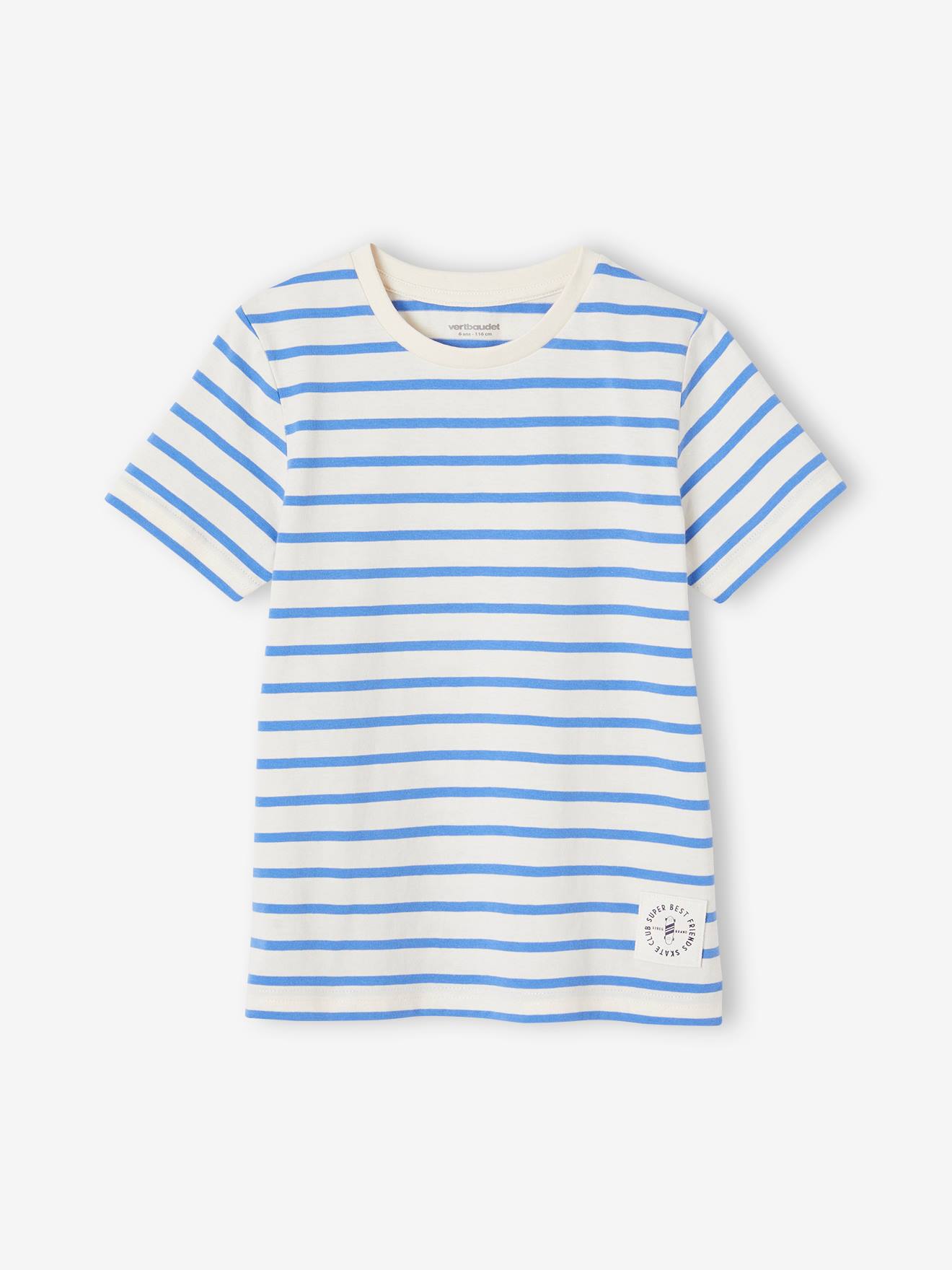 Vertbaudet Marinière Jongensshirt Korte Mouwen Azuurblauw