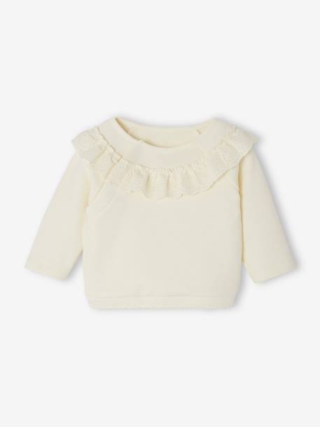 Sweat volant en broderie anglaise naissance écru - vertbaudet enfant 