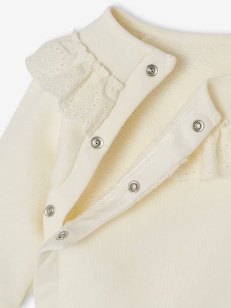 Sweat volant en broderie anglaise naissance écru - vertbaudet enfant 
