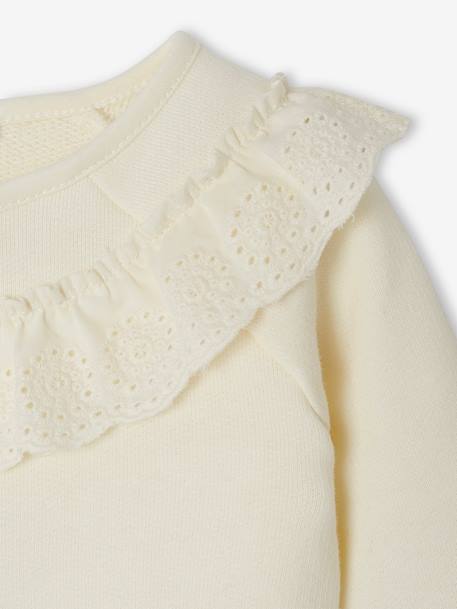 Sweat volant en broderie anglaise naissance écru - vertbaudet enfant 