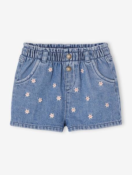 Short en denim brodé bébé  - vertbaudet enfant