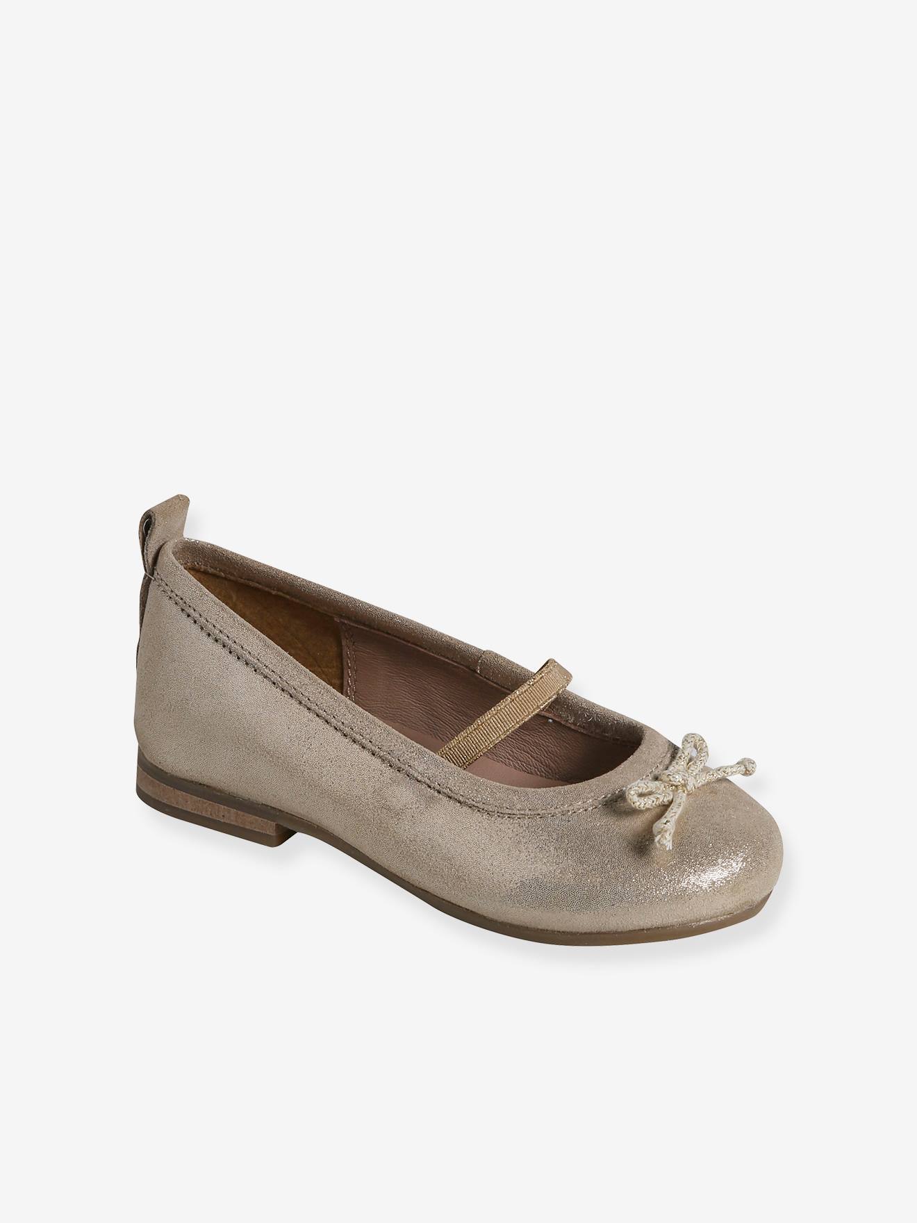 Vertbaudet Ballerina's In Metallic Leer Voor Meisjes Goud