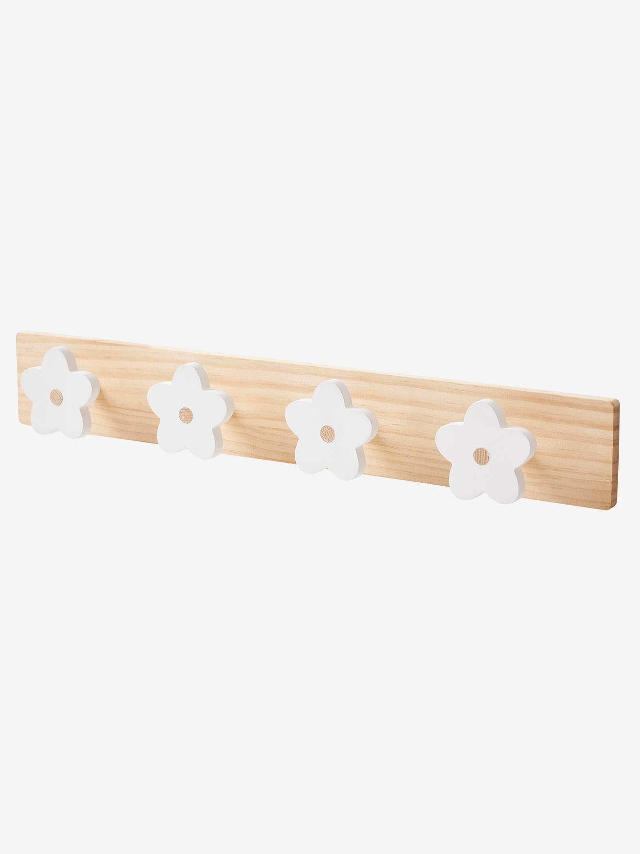 Vertbaudet Houten Kapstokhaak Met 4 Bloemen Wit