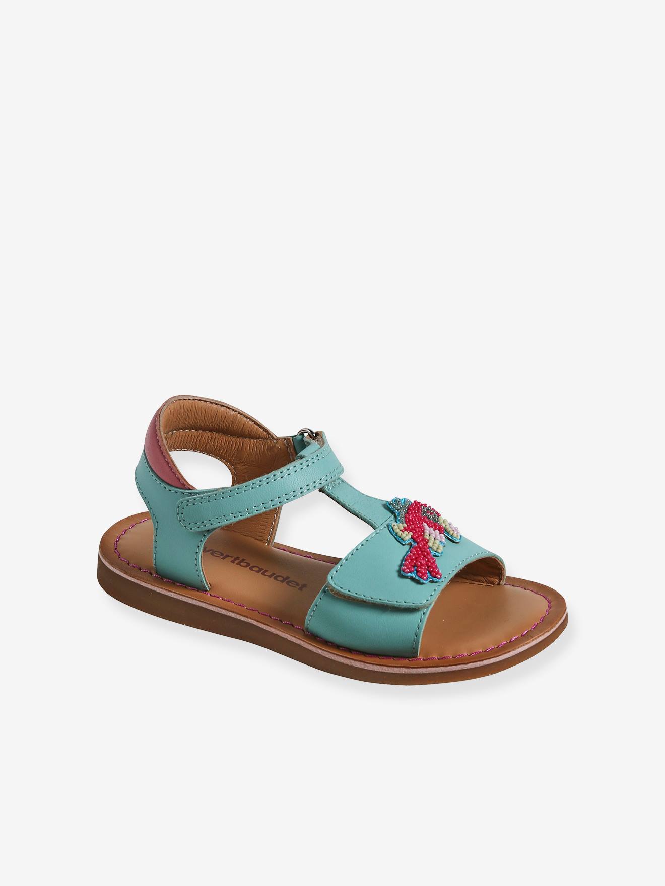 Vertbaudet Leren Sandalen Met Klittenband Kinderen Kleutercollectie Turquoiseblauw