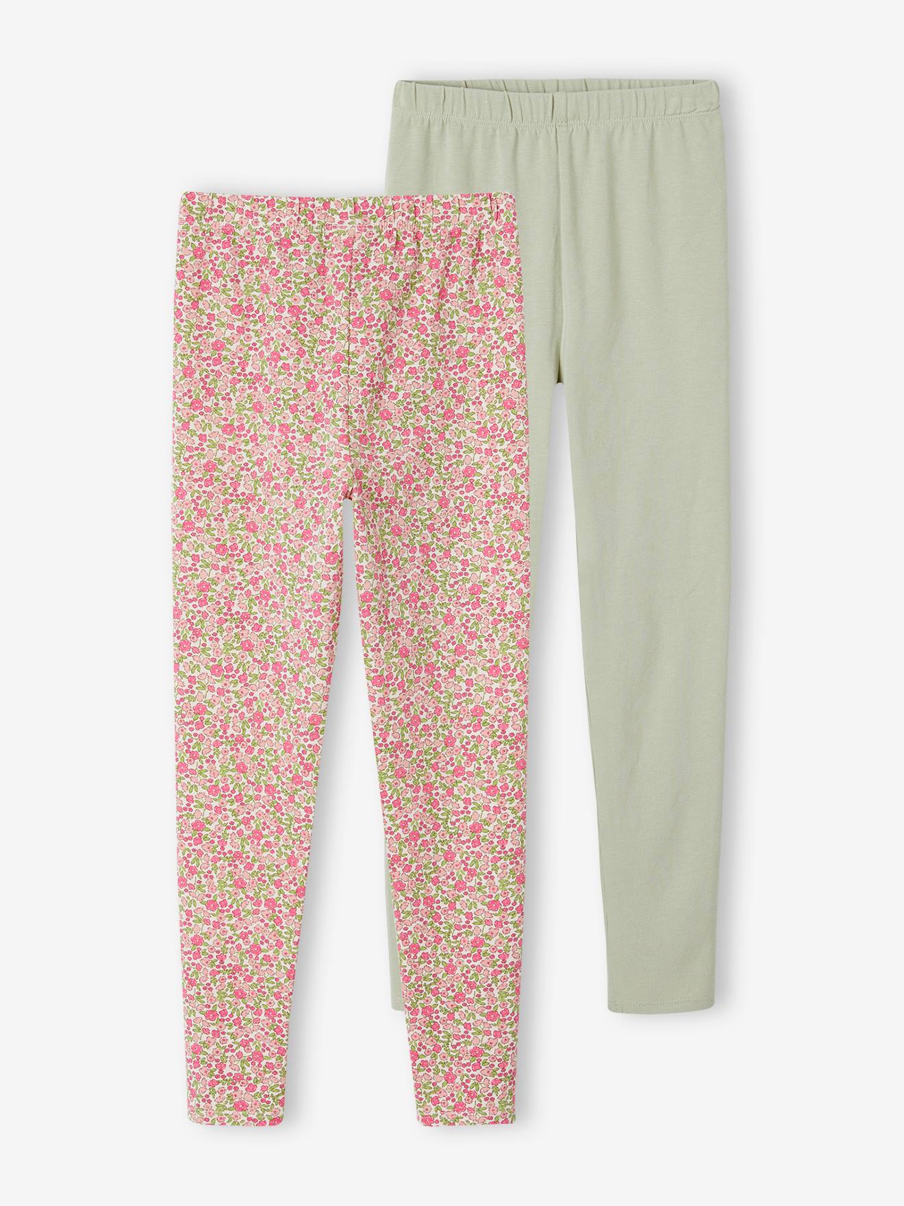 Vertbaudet Set Van 2 Basics Meisjesleggings Saliegroen