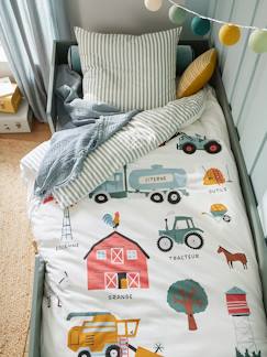 Linge de maison et décoration-Linge de lit enfant-Parure housse de couette et taie d'oreiller avec coton recyclé MOISSON
