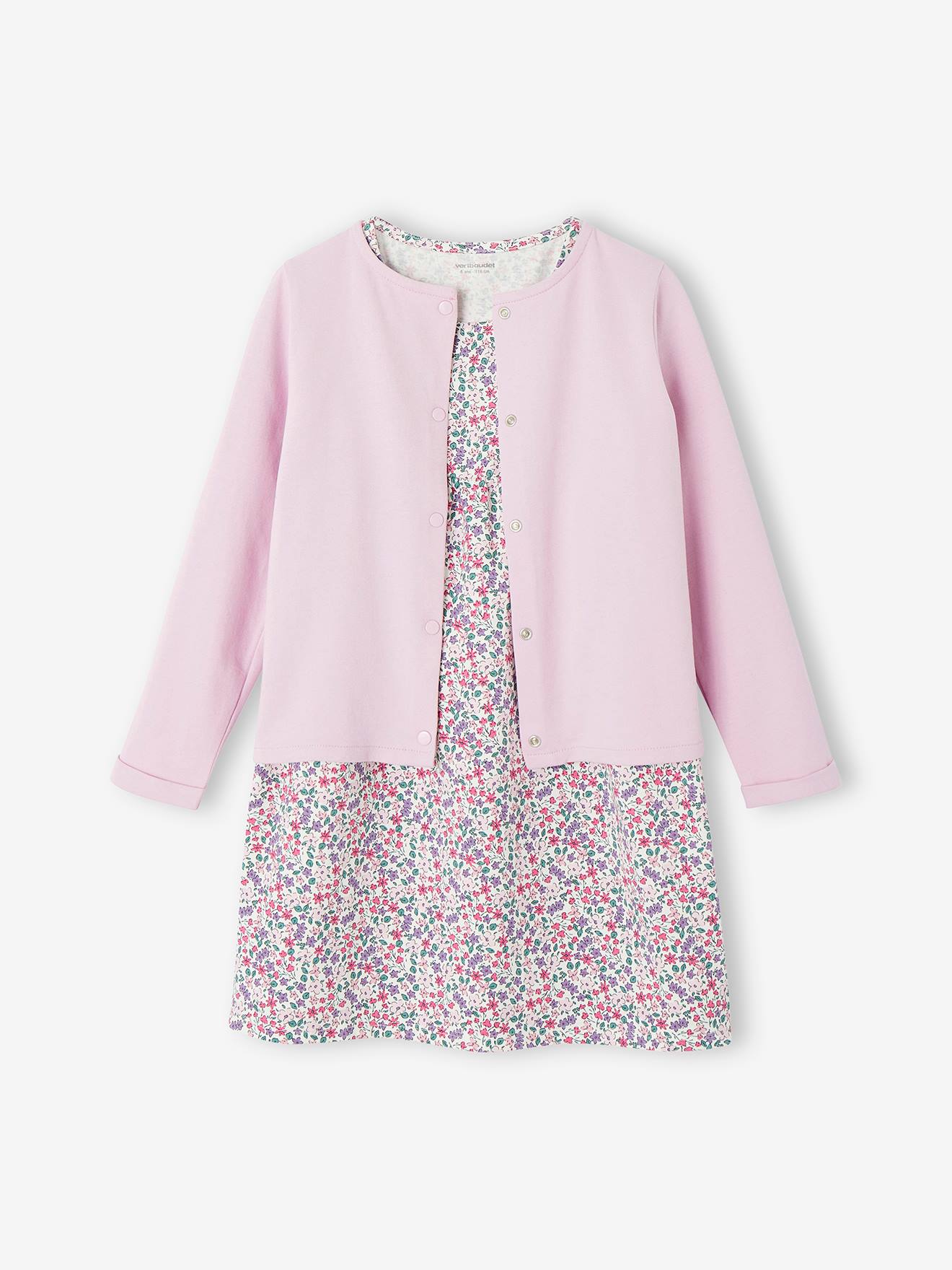 Vertbaudet Set Jurk + Cardigan Voor Meisje Zachtpaars