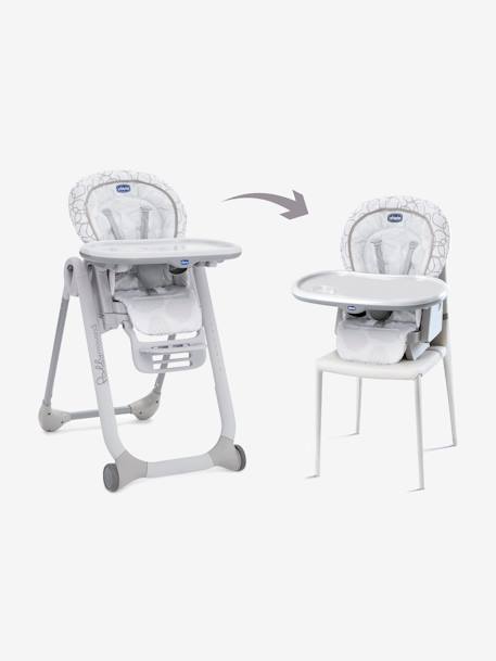 Hoge meegroeistoel Polly Progres5 van CHICCO Grijze opdruk+Rode opdruk - vertbaudet enfant 
