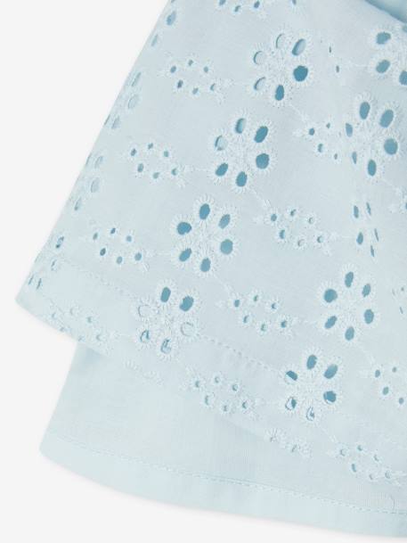 Blouse à volants en broderie anglaise fille bleu ciel+vert sauge - vertbaudet enfant 