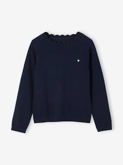Pull Rayé Fille Vertbaudet - Larges Rayures, Manches Longues - En Maille Douce Acrylique/polyester
