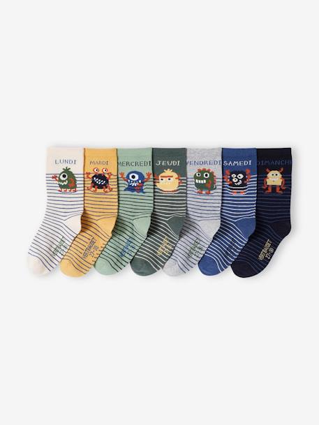 Garçon-Lot de 7 paires de chaussettes semainier garçon monstres