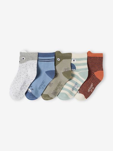 Garçon-Lot de 5 paires de chaussettes animaux garçon