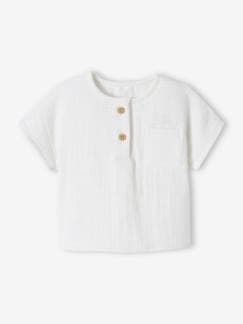 Baby-T-shirt, coltrui-Babyshirt met Tunesische hals van katoengaas, aanpasbaar