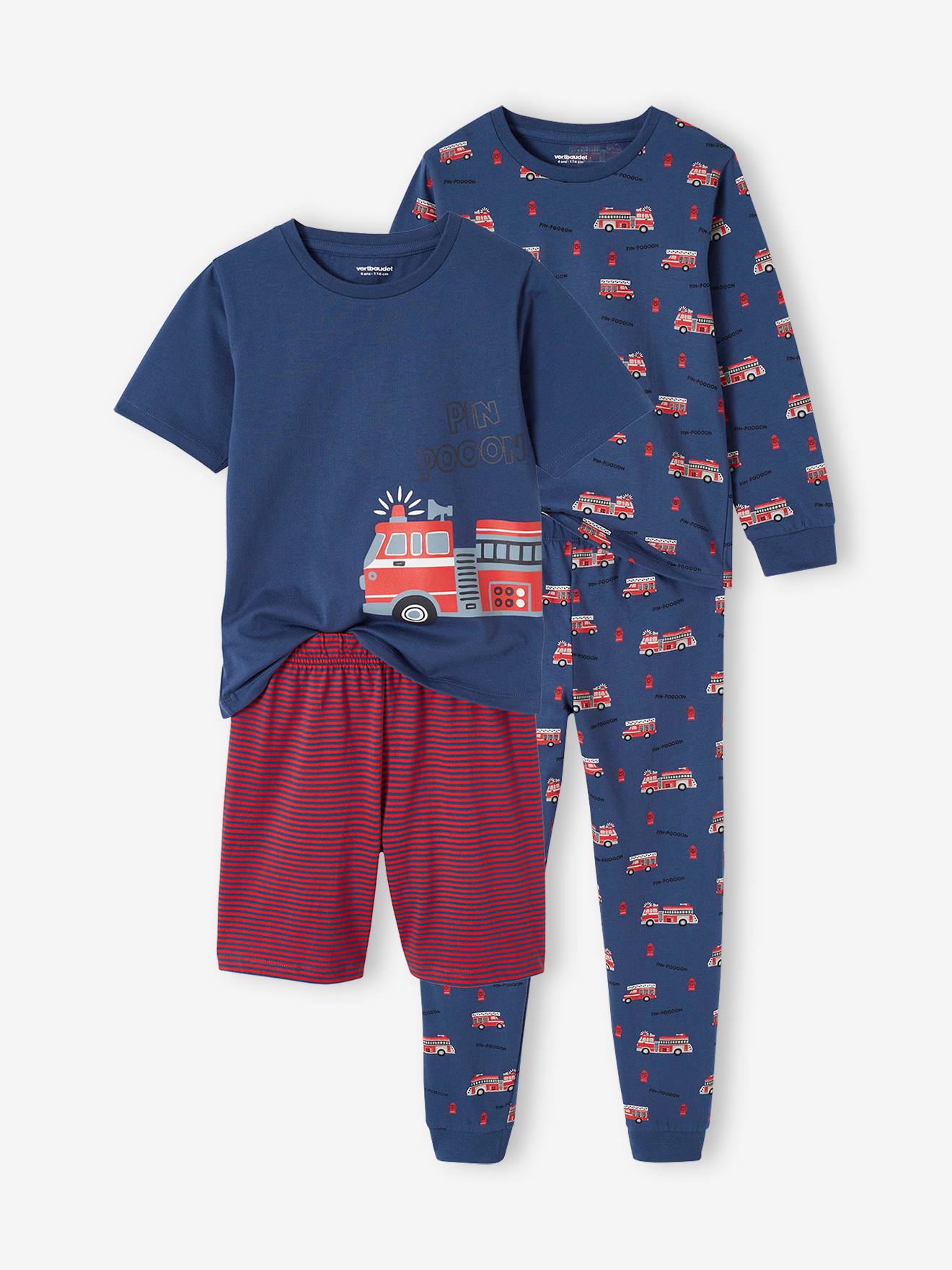 Vertbaudet Set Pyjama + Pyjashort Brandweer Jongens Oceaanblauw
