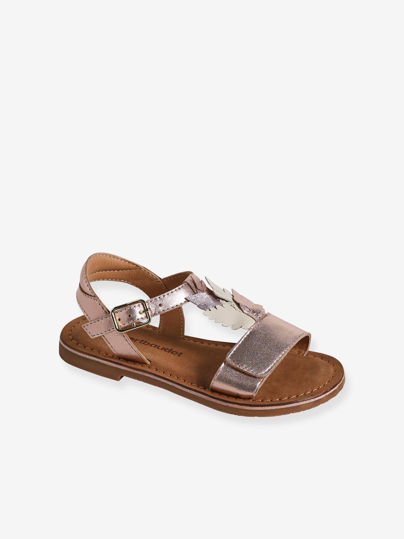 Vertbaudet Leren Kindersandalen Met Klittenband Kleutercollectie Goud