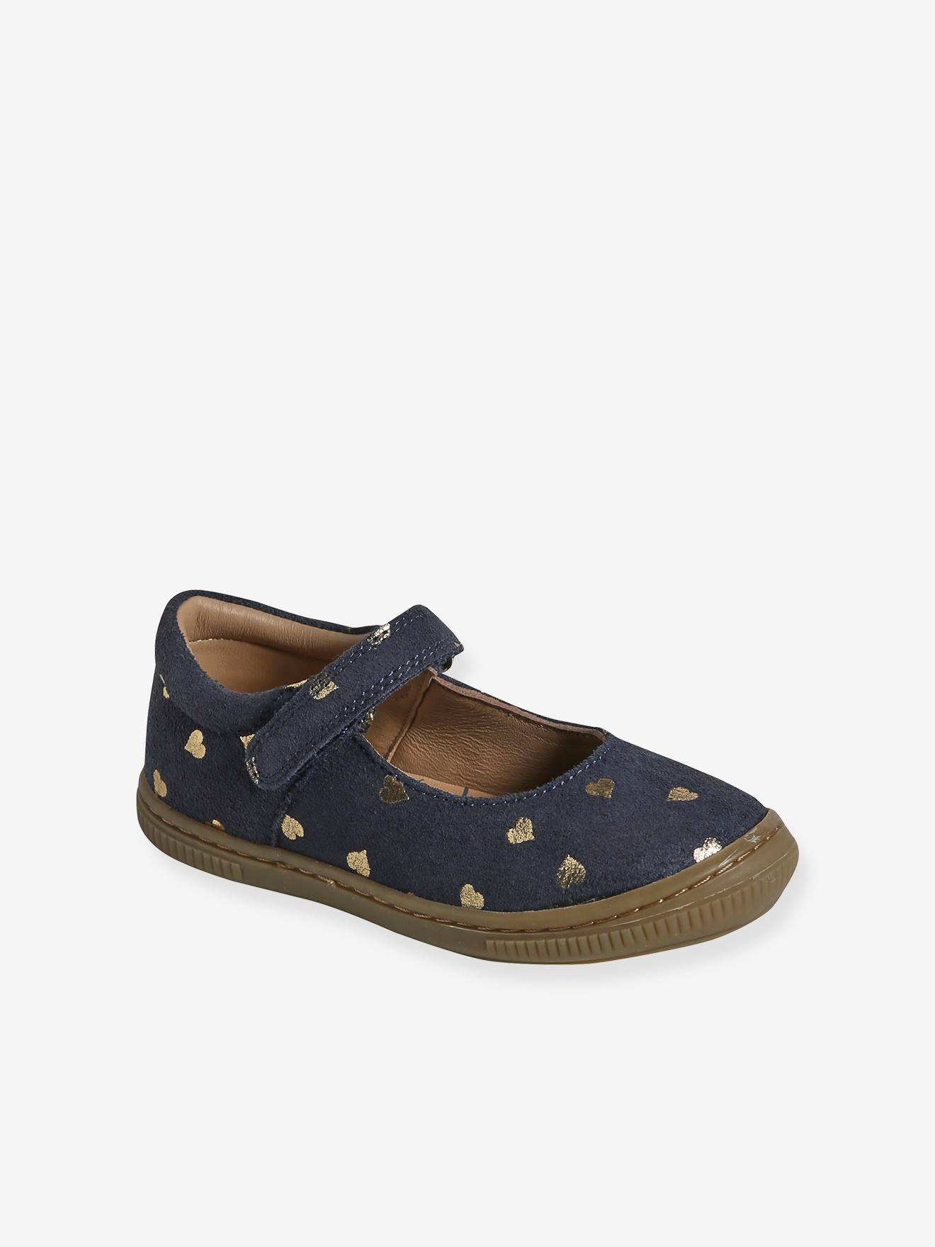 Vertbaudet Leren Kinderschoentjes Met Enkelbandje Kleutercollectie Blauw, Bedrukt