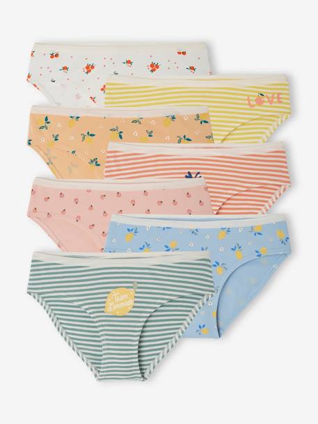 Fille-Lot de 7 culottes fruits d'été fille en coton bio