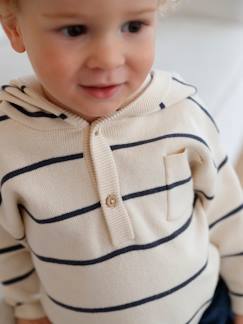 Baby-Trui, vest, sweater-Trui-Gestreepte trui met capuchon baby