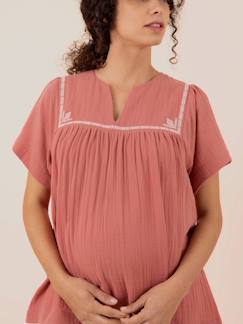 Vêtements de grossesse-Blouse de grossesse Farah ENVIE DE FRAISE en gaze de coton