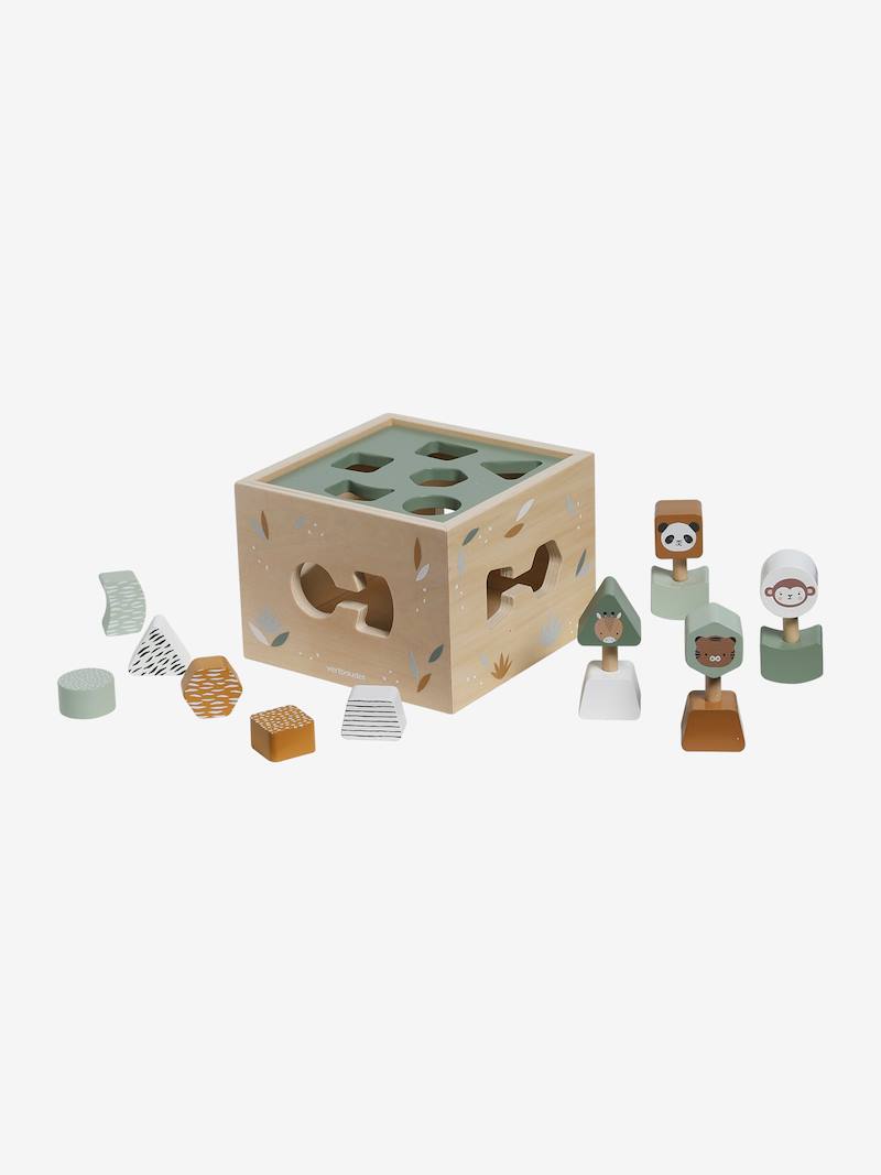 VERTBAUDET Boîte à Formes Avec Miroir Tanzanie – Bois FSC, 4 Formes, Animaux Savane, Dès 10 Mois