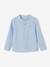 Chemise col Mao en coton/lin garçon manches retroussables BLANC+bleu ciel+Bleu moyen+vert - vertbaudet enfant 