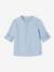 Chemise col Mao en coton/lin garçon manches retroussables BLANC+bleu ciel+Bleu moyen+vert - vertbaudet enfant 
