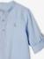 Chemise col Mao en coton/lin garçon manches retroussables BLANC+bleu ciel+Bleu moyen+vert - vertbaudet enfant 