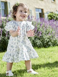 -Feestelijke babyjurk met bloemetjes van katoengaas