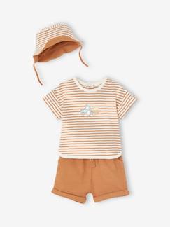 Baby-Babyset-3-delige babyset: T-shirt, short en bijpassend hoedje
