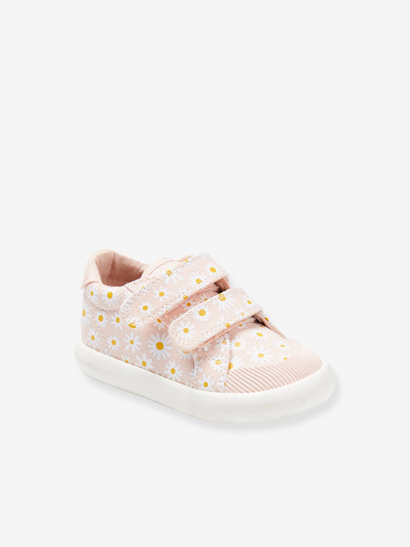 Vertbaudet Stoffen Tennisschoenen Met Klittenband Voor Babymeisjes Roze, Bedrukt