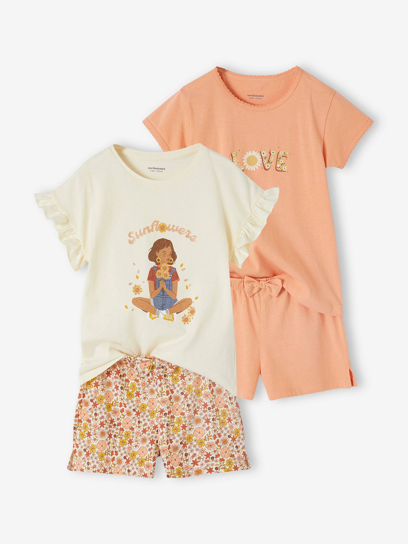 Vertbaudet Set Van 2 Pyjashorts Met Fruit Voor Meisjes Van Ribtricot Ecru