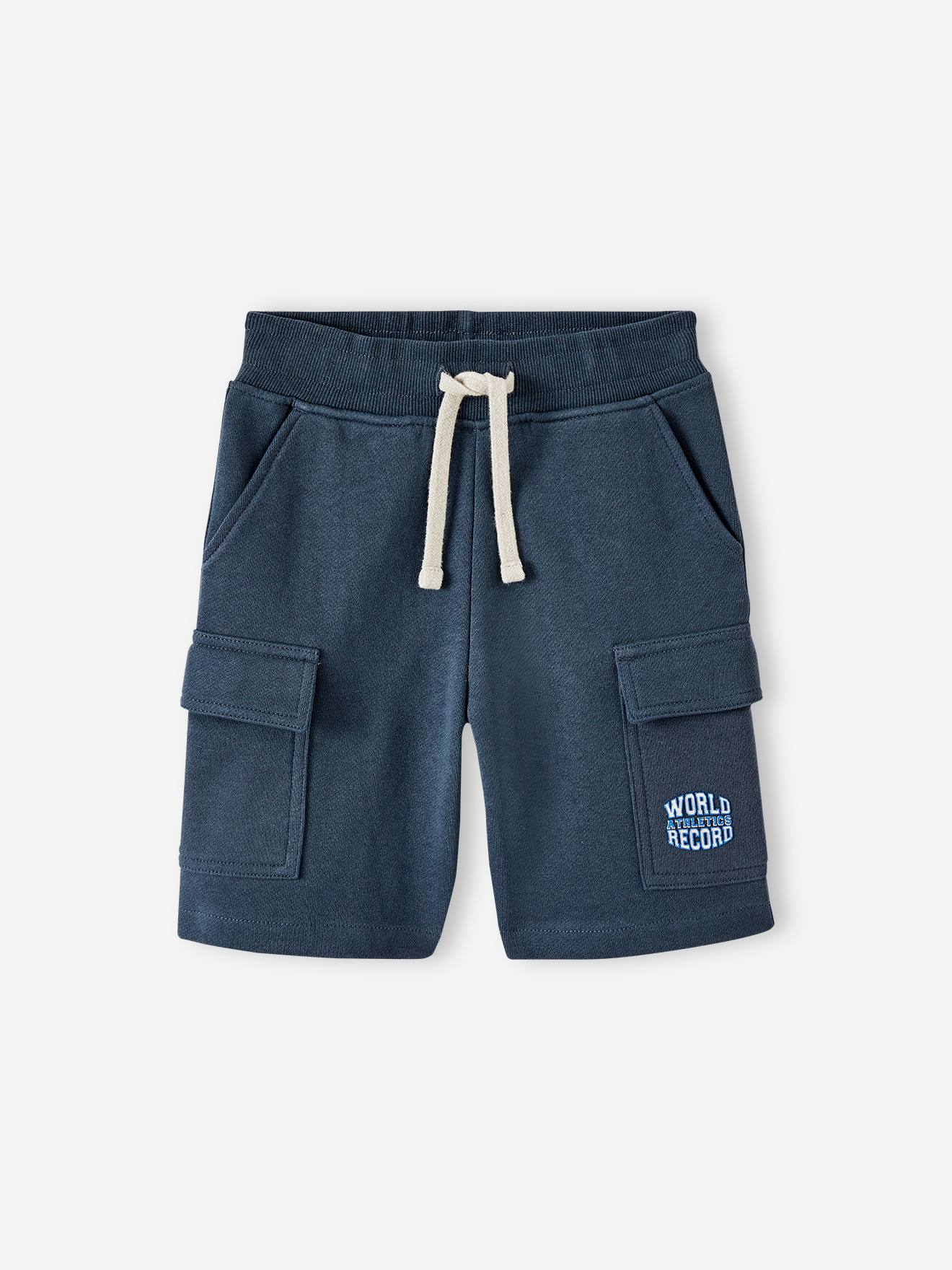 Short Sport Garçon Vertbaudet Style Battle - Élastique Avec Cordon, Poches Scratch, Molleton Coton/polyester