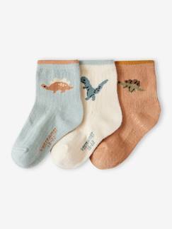 Bébé-Chaussettes, Collants-Lot de 3 paires de chaussettes dinos bébé garçon