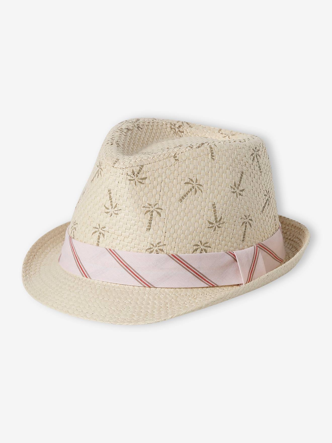 Vertbaudet Strohoed Van Papier En Gestreept Lint Voor Babyjongens Beige