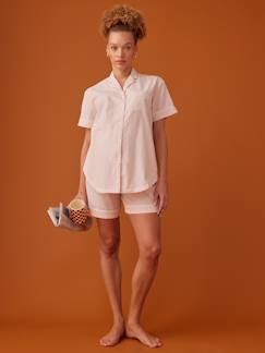 Vêtements de grossesse-Pyjama, homewear-Pyjama court rayé grossesse en seersucker ENVIE DE FRAISE