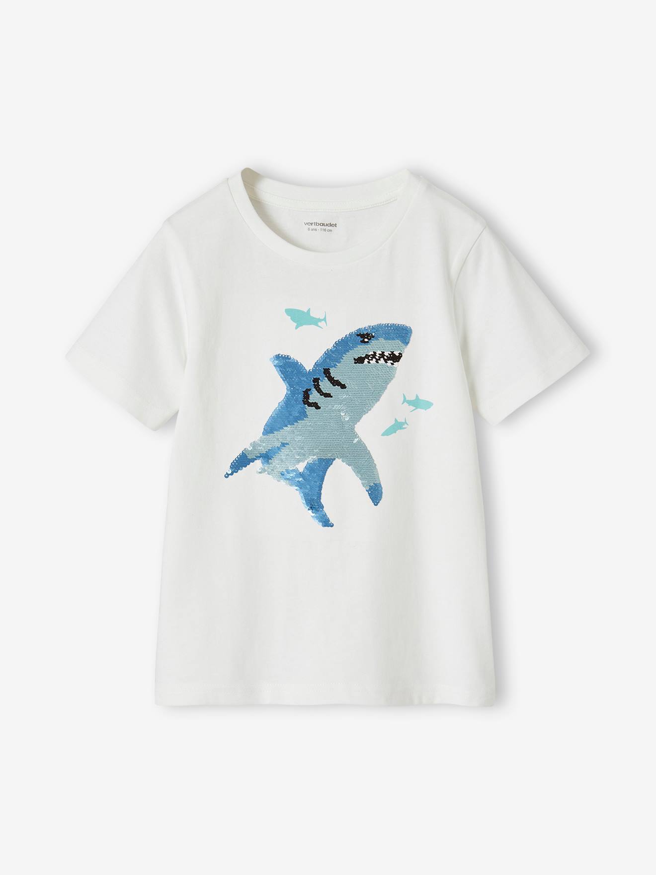 Vertbaudet Jongensshirt Met Motief In Omkeerbare Pailletten Basics Wit