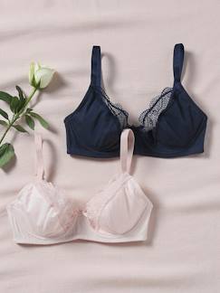 Zwangerschapskleding-Lingerie-Set van 2 zwangerschapsbeha's van biologisch katoen en kant