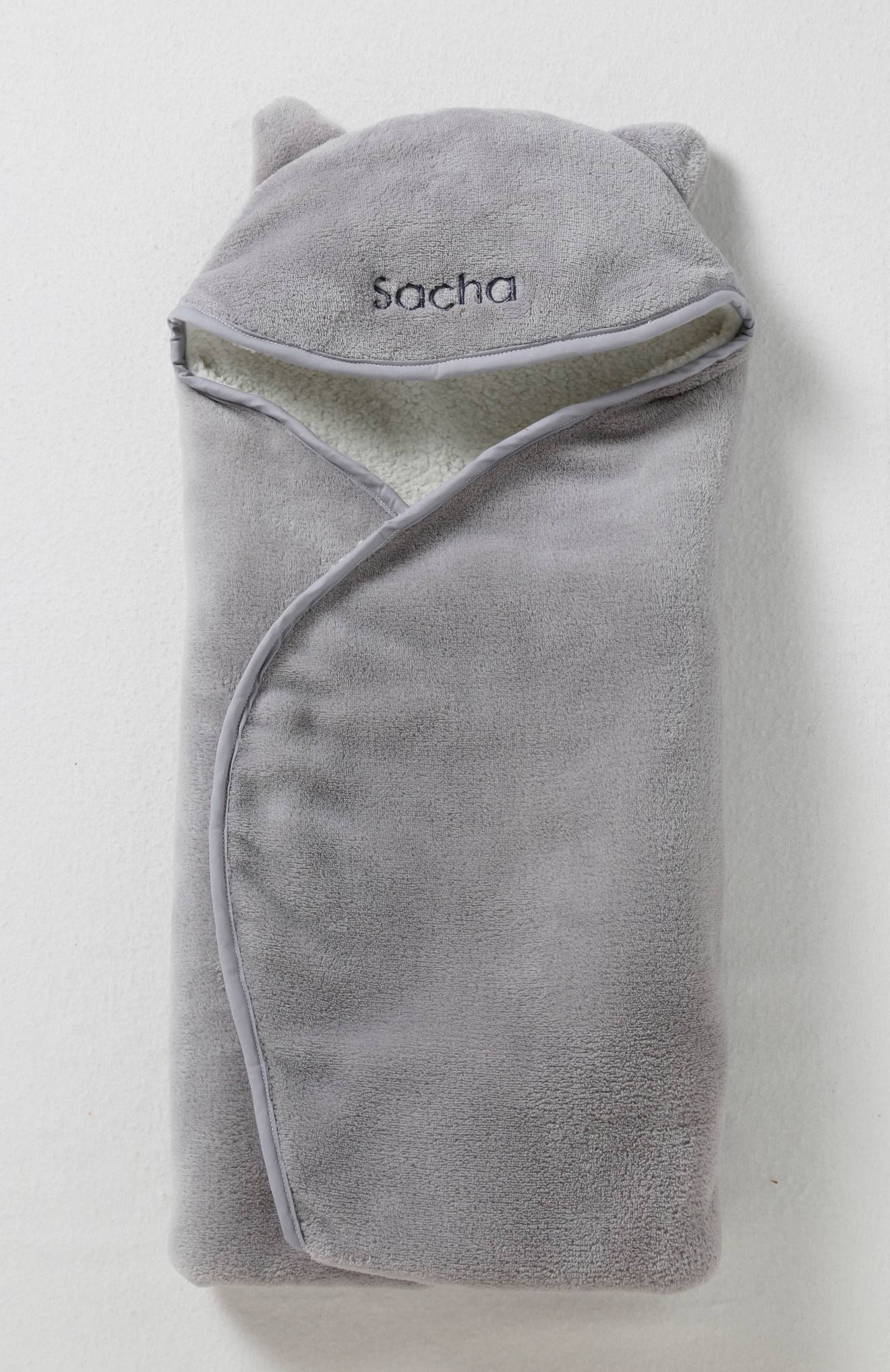 Vertbaudet Babyreisdeken Met Capuchon Van Microvezel, Fleece Voering Grijs