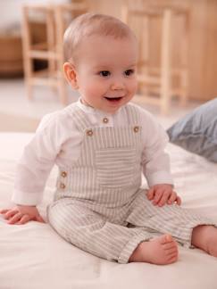 Bébé-Salopette, combinaison-Ensemble bébé naissance cérémonie chemise salopette en lin et coton
