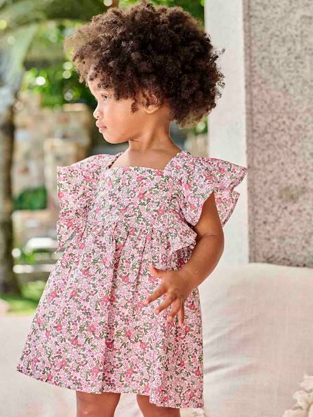 Robe à volants bébé carreaux rose+rose imprimé - vertbaudet enfant 