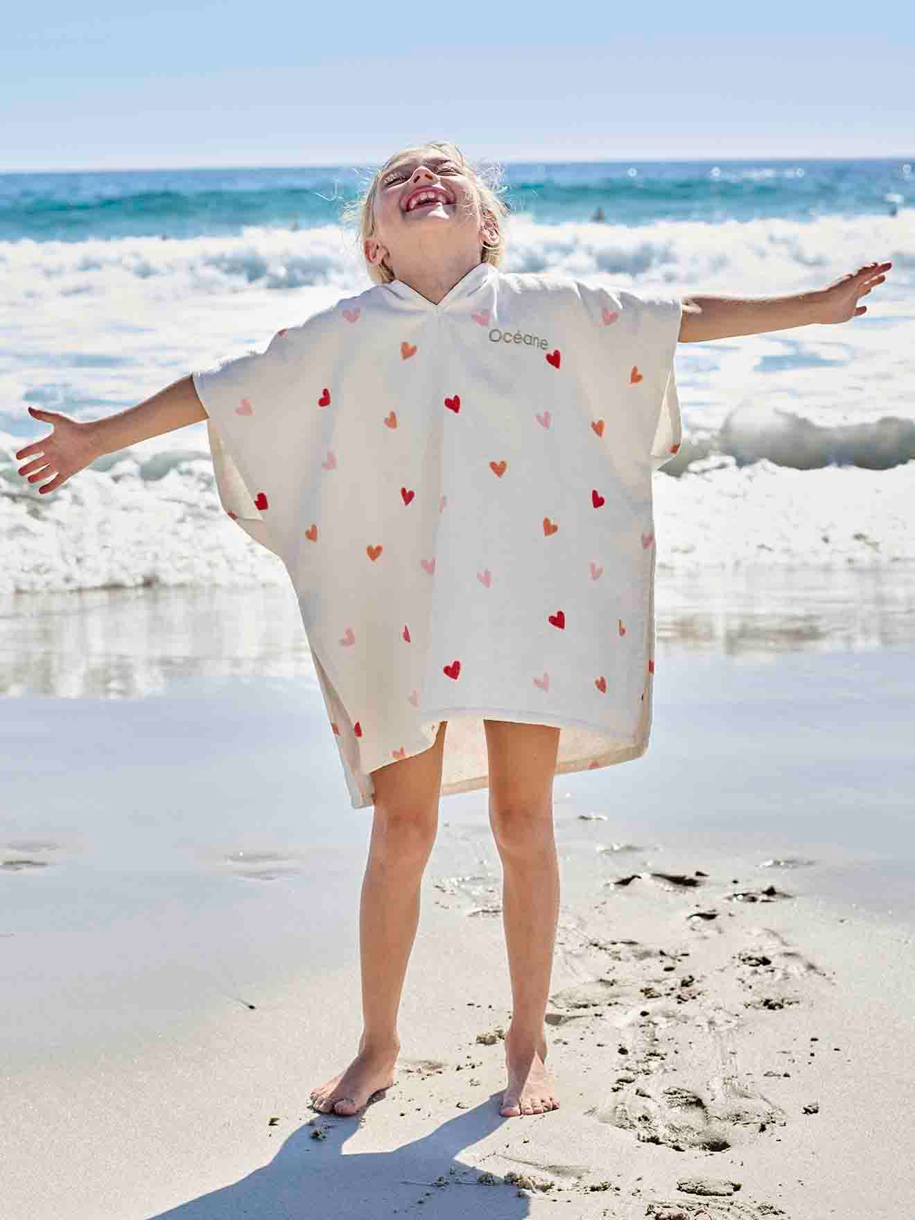 Morgenstern Badponcho voor kinderen, baby, meisjes, jongens, badstof, capuchon, 100% katoen, geel, vos, 1 - 3 jaar