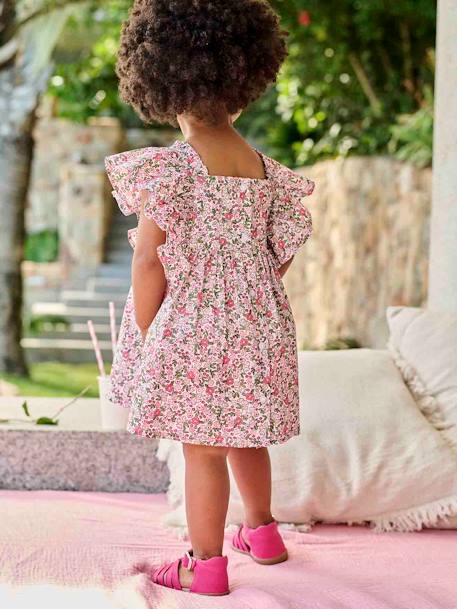 Robe à volants bébé carreaux rose+rose imprimé - vertbaudet enfant 