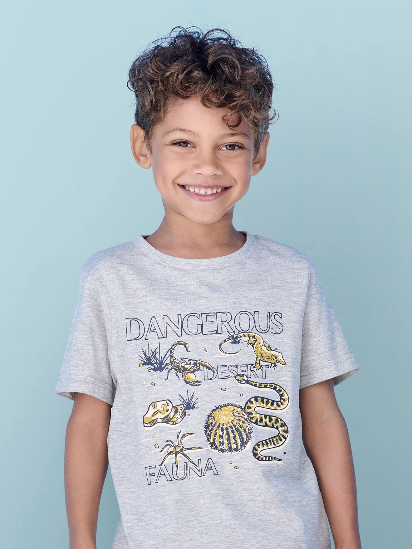 Vertbaudet Jongensshirt Dierenprint Basics Gemêleerd Grijs
