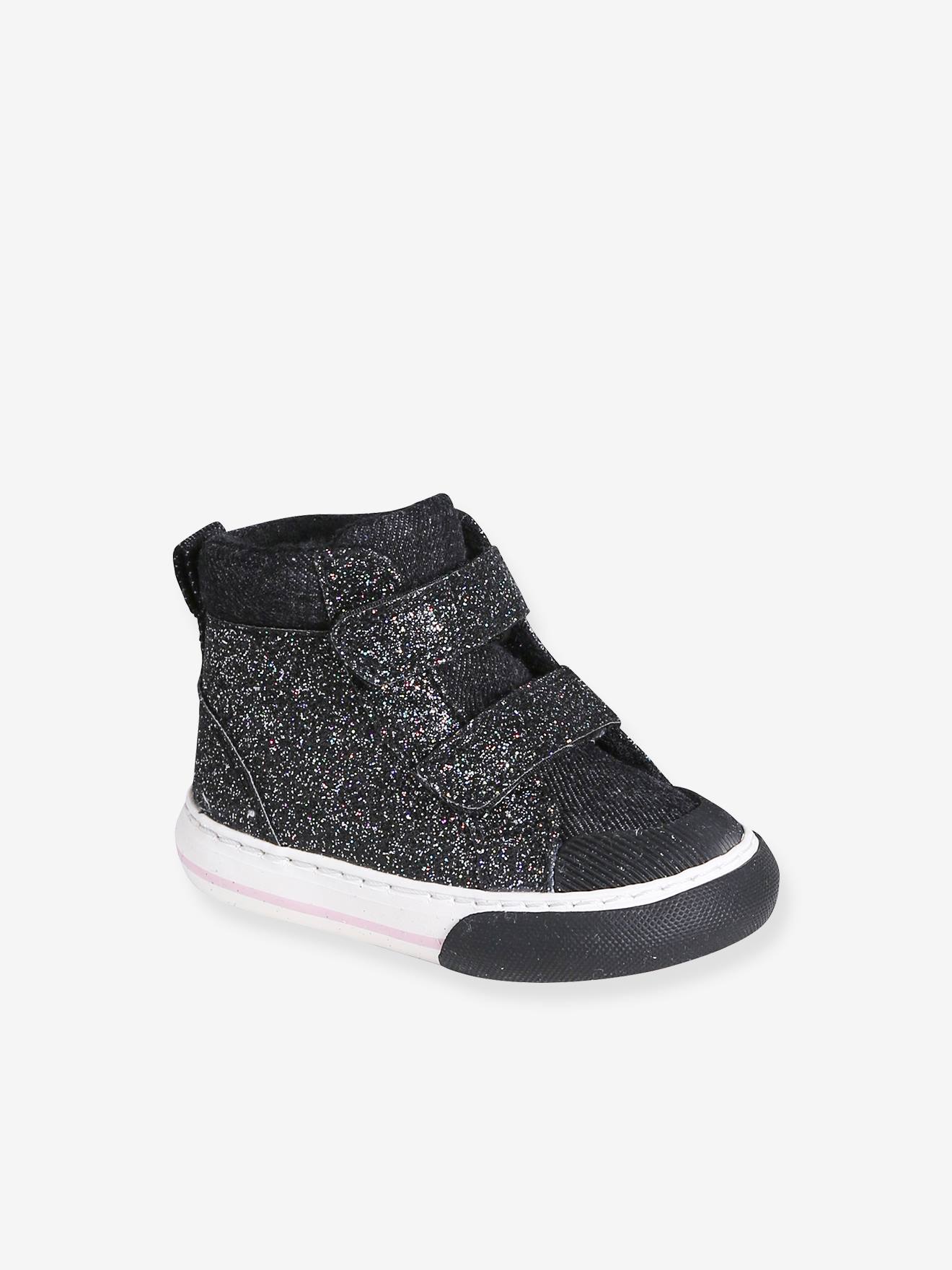 Vertbaudet Babysneakers Met Klittenband En Glitters Zwart
