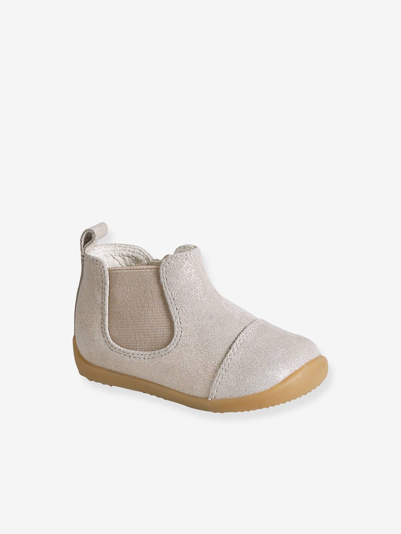 Vertbaudet Leren Boots Met Glitter Voor Baby's Goud