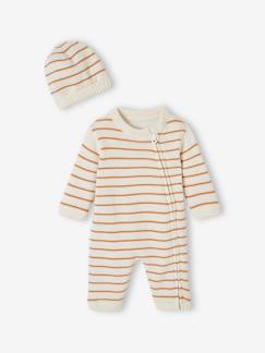 Bébé-Salopette, combinaison-Ensemble combinaison et bonnet en tricot rayé bébé