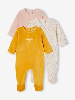 Baby-Pyjama,  overpyjama-Set van 3 fluwelen babyslaappakjes BASICS